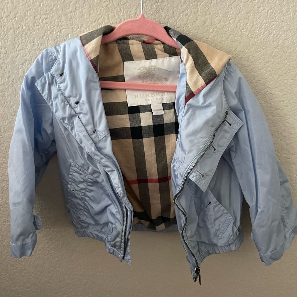 Burberry Blue Raincoat Lightweight Water-Resistant